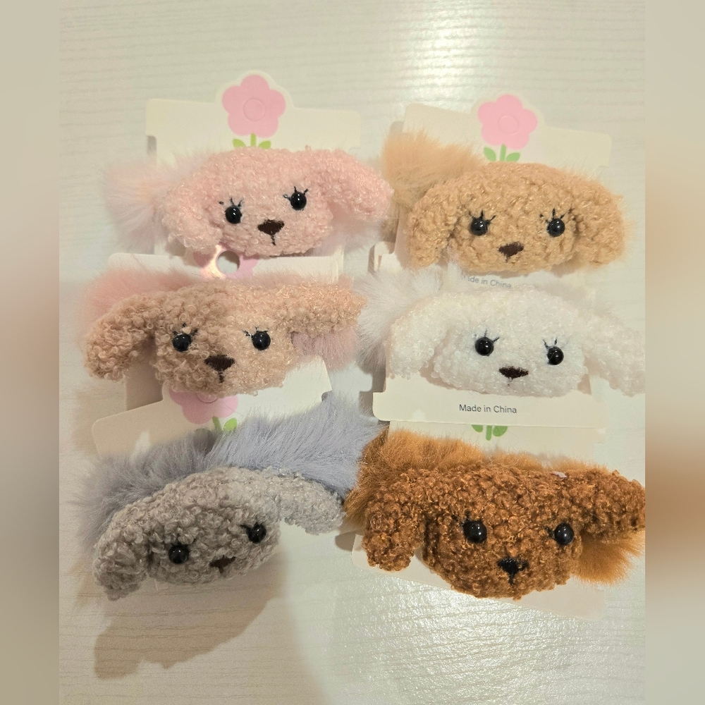 Cute Plush Dog Hair Scrunchies Set of 6